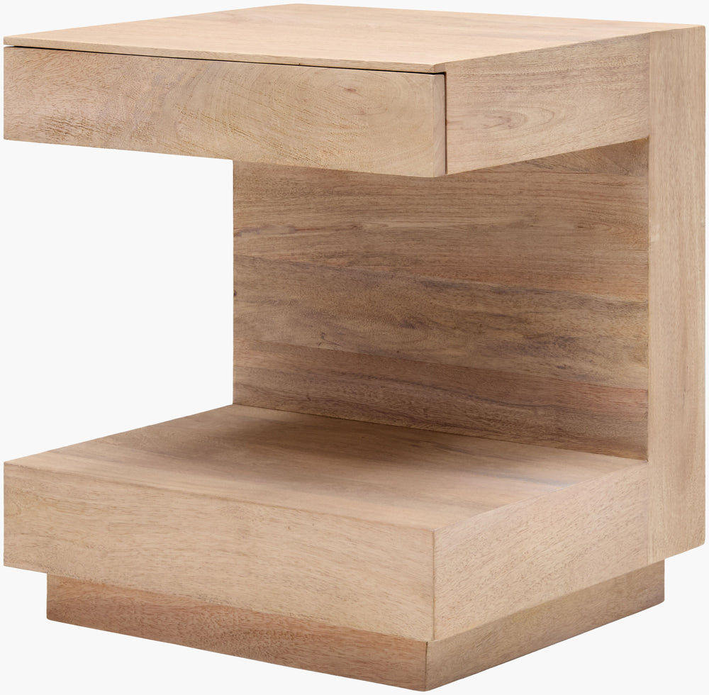 Surya Coburn Modern Mango Wood End Table - 20"H X 18"W X 16"D, Stylish, Easy To Maintain, Minimalist Design Top, Brown,Base, Brown Mango Wood,Mango Wood Cbrn001-201816