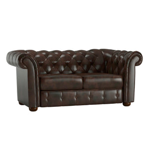 Homelegance By Top-Line Pietro Tufted Chesterfield Loveseat Brown Bonded leather