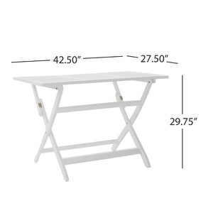 English Elm Positano Solid Acacia Outdoor Folding Table with Slatted Top for Patio or Deck 59327.00WHI