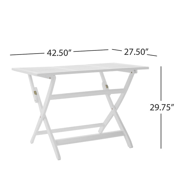 English Elm Positano Solid Acacia Outdoor Folding Table with Slatted Top for Patio or Deck 59327.00WHI