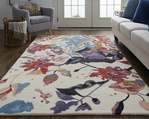 Feizy Rugs Dafney Hand-tufted Floral Rug – Vibrant Watercolor Botanical Design In Viscose And Wool For Your Home Red,Blue,Purple Viscose,Wool Dfy8863fredmlth00