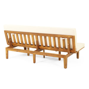 English Elm Christopher Knight Home® - JILL Acacia Daybed Beige with Water-Resistant Cushions, Slat Panel Convertible Bench-to-Bed Outdoor 79" 70513.00BGE