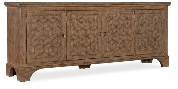 Hooker Furniture Americana Parquet Entertainment Credenza With Soft-Close Doors, Cable Management, Heirloom Finish Medium Wood 7050-55498-85