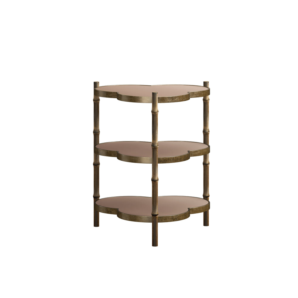 A.R.T. Furniture Eave Accent Table - Elegant Trefoil Design With Burnished Gold And Bronze Frosted Glass Levels Bronze Material(S), Poplar And Parawood Solids,Walnut Veneer 336368-1245