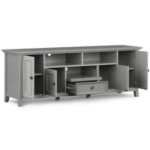 English Elm Amherst 72-Inch Solid Wood Tv Media Stand In Elegant Fog Grey With Storage & Cable Management Solutions B136P158357