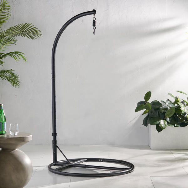 English Elm Durable Freestanding Iron Hanging Chair Stand with Safety Belt for Indoor Outdoor Use 62075.00HNGBLK