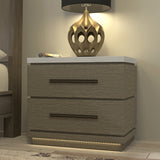 Parker House Pure Modern - Bedroom King Panel Bed With 2 Nightstands Grey Oak Solids ,Oak Veneers Bpur-3pc-1166-n2