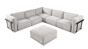 English Elm 102 Inch Linen Modular Sectional Sofa with Hidden Storage and Cloud Cushion Comfort W1099S00183