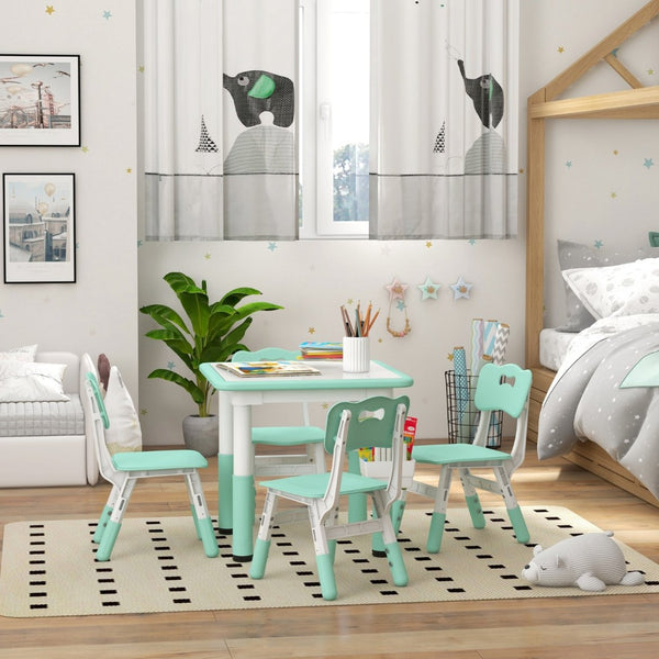 English Elm Qaba Kids Table And Chair Set - Adjustable 5-Piece Toddler Furniture With Storage, Easy Clean! W2225P217317-GIGA