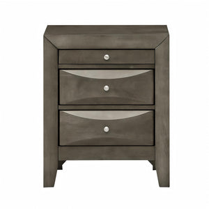 English Elm Elegant Gray Storage Nightstand with 3 Spacious Drawers, Curved Fronts, 28"H x 23"W x 17"D, Ready-to-Use B078108040