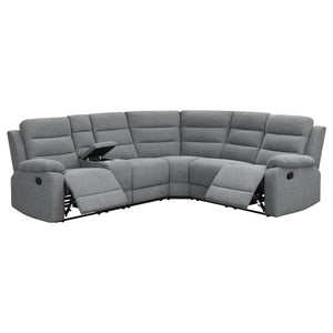 English Elm Aaron Smoke 3-piece Upholstered Sectional with Dual Recliners, Lift-Top Storage Consoles & Cup Holders, Smoke Performance Fabric Lounge B062S01015
