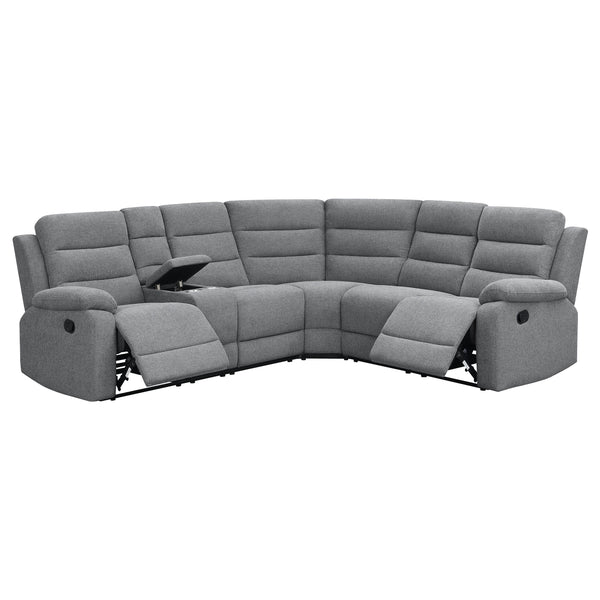 English Elm Aaron Smoke 3-piece Upholstered Sectional with Dual Recliners, Lift-Top Storage Consoles & Cup Holders, Smoke Performance Fabric Lounge B062S01015