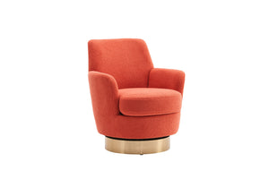 English Elm Teddy Round Swivel Barrel Chair with Gold Base — Plush Teddy Upholstery, 360° Comfort Seat, 300lb Capacity W1361P172477