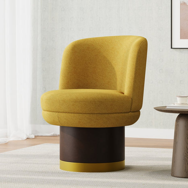 English Elm 360°swivel Chenille Barrel Chair Mid-century Round Seat for Living Room or Bedroom N763P331762L