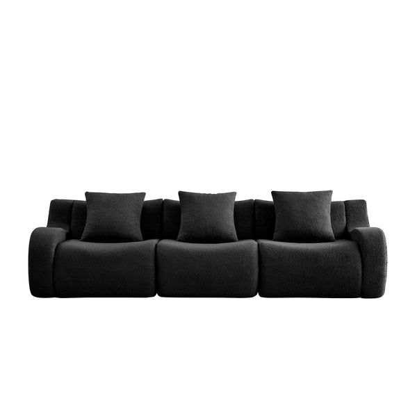 English Elm Boneless 3-Seat Sofa In Soft Teddy Fabric - Stylish, No Assembly, Non-Slip Design For Cozy Living Spaces W714S01458