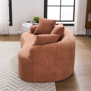 English Elm LY-025S Curved Loveseat Sofa Compact 65" chenille upholstery, 30D foam with spring core, 300lb capacity, 3 pillows, apartment-friendly Coral W2231P292947