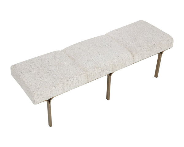 Sunpan NUVELLA Upholstered Bench - Hailey Moon Fabric with Slim Metal Frame for Modern Minimalist Spaces 112574