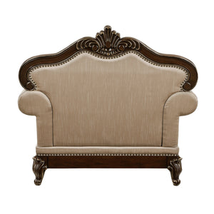 English Elm Formal Balthasar Traditional Luxury Chair Cherry Finish with Gold Tipping, Chenille Upholstery, Tufted Pillow B011P290786