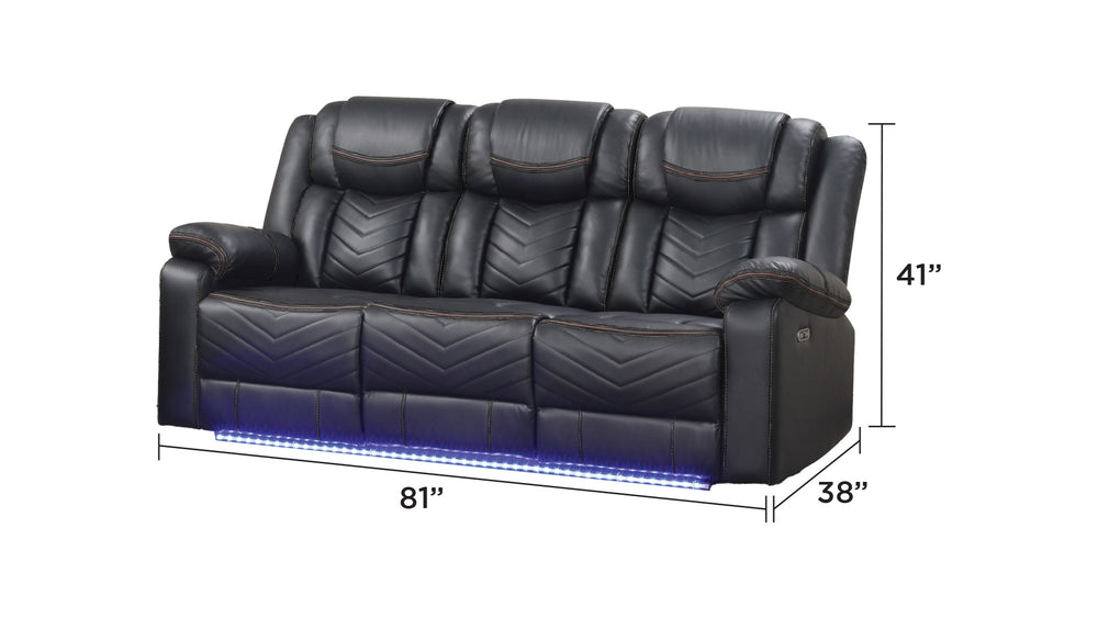 English Elm Challenger Contemporary Led Power Recliner Set: Sofa, Loveseat & Chair With Bluetooth & Cup Holders B009S01961