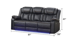 English Elm Challenger Contemporary Led Power Recliner Set: Sofa, Loveseat & Chair With Bluetooth & Cup Holders B009S01961