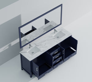 English Elm Navy Double Bath Vanity 80" W x 22" D with Carrara Marble Top, Chrome Faucet Set, 30" Mirrors, Durable Surface B2731S01060