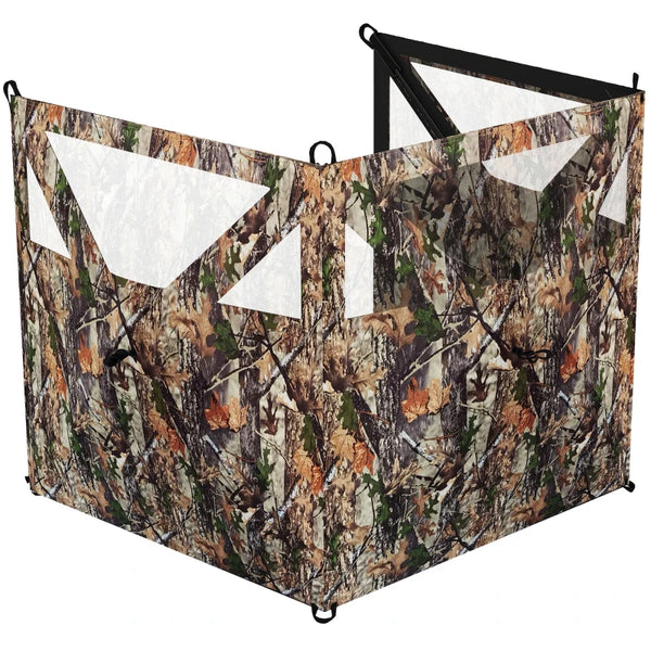 English Elm 3-panel Camo Hunting Blind with See-through Mesh and Instant Hub Frame Deployment T3971P486698
