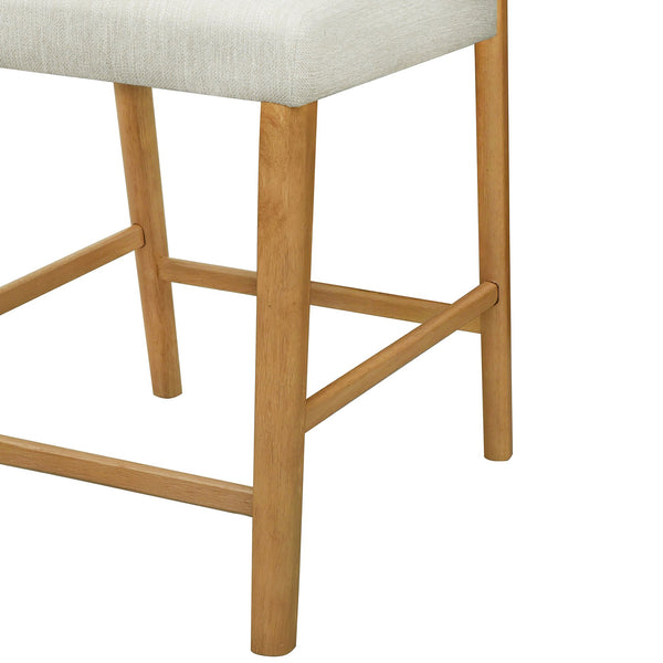English Elm Christopher Knight Home® - Solid Rubber Wood Counter Stools Set Of 2 - Natural Oak & Beige Upholstery For Modern Comfort N771P292086Q