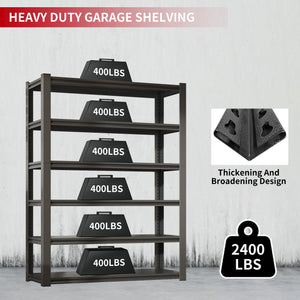 English Elm 82"H 6-Tier Metal Shelves - 2400LB Heavy Duty Adjustable Garage Rack, Easy Tool-Free Assembly, Versatile Storage T2398P252494