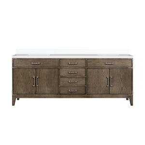 English Elm Grey Oak Double Bath Vanity With Cultured Marble Top - 84" W X 22" D, Elegant Storage & Style B2731P259971