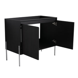 English Elm 36" Freestanding Bathroom Vanity Cabinet, Slim 37x21x6.3" Storage Console with Soft-Close Doors, KD Package Excluding Sink W1972P243177
