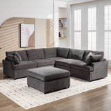 English Elm [ Video Provided] Modern Large U-Shape Sectional Sofa, With Removable Ottomans For Living Room (6-Seater)