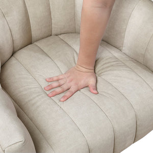 English Elm Taupe Velvet Swivel Chair with Channel-Stitched Barrel Back, High-Density Foam, 300lb Sturdy Frame B011P329262