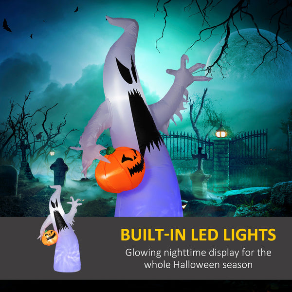 English Elm Homcom 5.9' Inflatable Ghost & Pumpkin Yard Decor - Led Halloween Decoration, Waterproof, Easy Setup! W2225P229471
