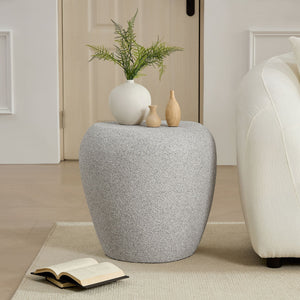 English Elm 19.29 Inch Fiberglass Stacked Stone Side Table Sculpted Organic Form for Living Room Beige W2582P427035