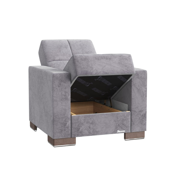 English Elm Primenest Nimbusflow Convertible Armchair With Hidden Storage, Grey Microfiber For Small Spaces B030P286181-GIGA