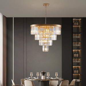 English Elm 24" Modern Crystal Chandelier 4-Tier K9 Crystals French Gold Ceiling Light for Dining Room W2312P368687