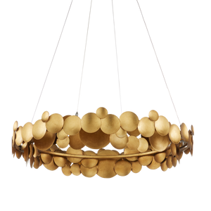 Lavengro Stunning Gold Leaf Chandelier - Modern Wrought Iron Design with LED & Adjustable Height