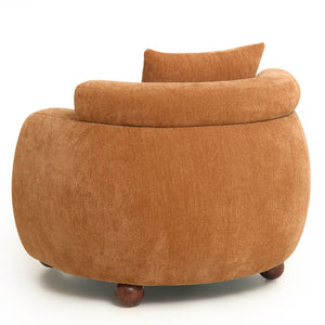 English Elm Nordic Chenille Bucket Chair Deep Cushioned Seat for Living Room Reading Lounge Brown Yellow W2901P489490