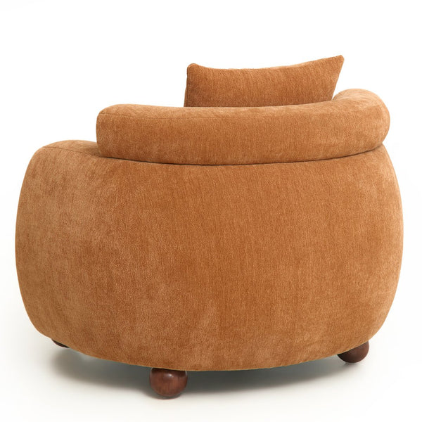 English Elm Nordic Chenille Bucket Chair Deep Cushioned Seat for Living Room Reading Lounge Brown Yellow W2901P489490