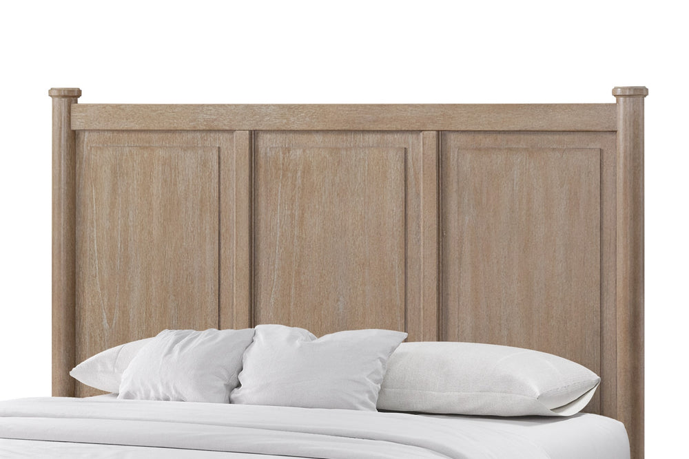 English Elm Mindi Twin Bed with Mindi Veneer Panel Headboard, Tapered Legs, Durable Solid Wood Frame, Calm Finish Sand 81.25 L x 8 W x 5.5 H B2699S00086