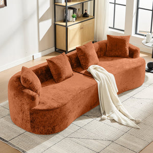 English Elm Curved Chenille Loveseat with Memory Foam Cushions for Compact Living Spaces Orange W2915S00084