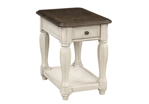 English Elm Antique Two-Tone End Table with Drawer Storage, Solid Wood & MDF Construction, Classic Design Appeal Antique White 29.5 L x 24.5 W x 10.25 H B2699P207129