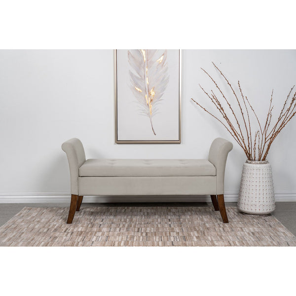 English Elm Pasley Velvet Button Tufted Rolled Arm Lift Top Storage Bench for Bedroom Entryway Beige B062P441161