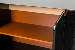 VIG Furniture Talin Black Crocodile High-Gloss Buffet With Rosegold Hardware — Glam Storage, 4 Doors, Ready-To-Use VGUN106-180-CROC
