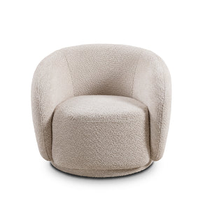 English Elm C3-2507, Boucle Barrel Swivel Accent Chair with 360 Degree Base for Living Room W2664P407033