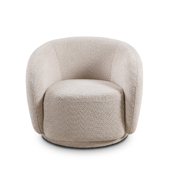 English Elm C3-2507, Boucle Barrel Swivel Accent Chair with 360 Degree Base for Living Room W2664P407033