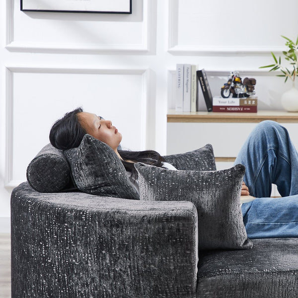 English Elm 55'l Chenille Sleeper Accent Chair Fluffy Cloud Design for Bedroom or Lounge W834P431155