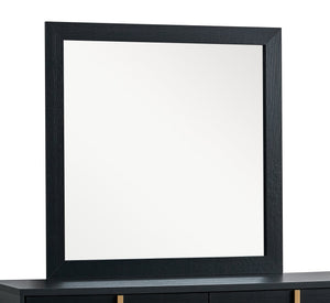 English Elm Steeler Square Wall Mirror Matte Black Frame Gold Accents Glam Bedroom Decor B078P497915