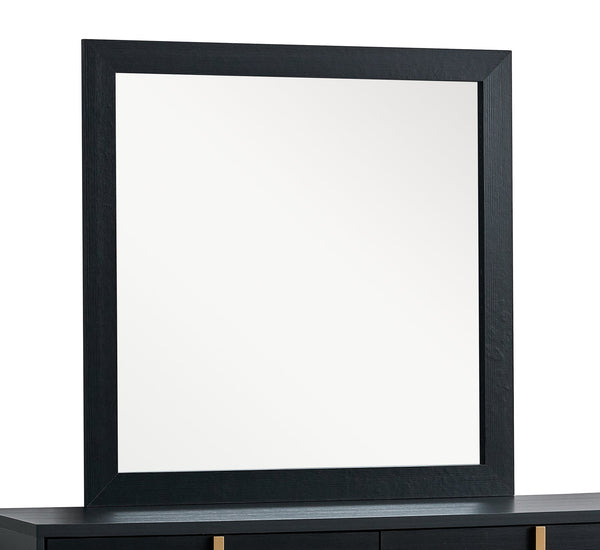 English Elm Steeler Square Wall Mirror Matte Black Frame Gold Accents Glam Bedroom Decor B078P497915