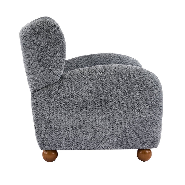 English Elm Wingback Boucle Accent Chair with Rounded Legs for Living Room or Reading Nook N776P376365B